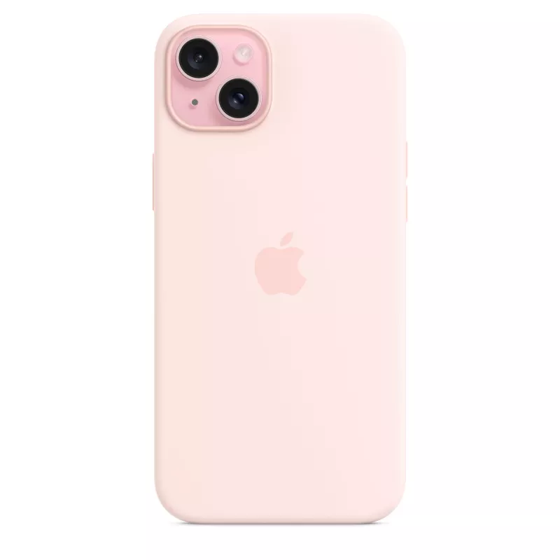 Silicone dėklas su MagSafe, skirtas iPhone 15 Plus – šviesiai rožinis