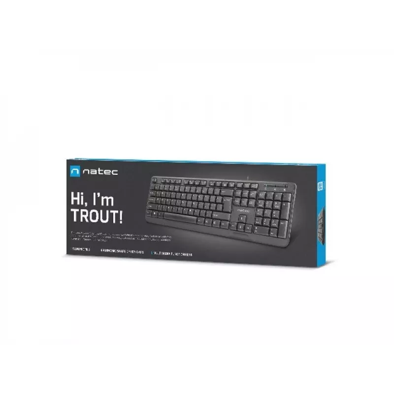 Natec Trout Slim USB klaviatūra, US išdėstymas, juoda