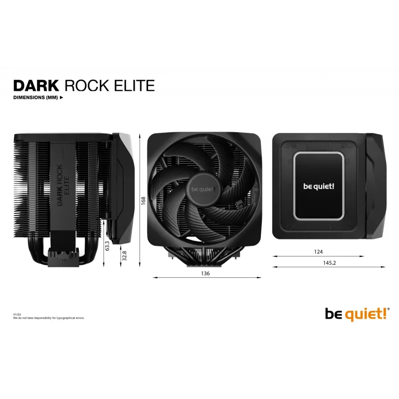 be quiet! Dark Rock Elite procesoriaus oro aušintuvas 13,5 cm juodas 1 vnt.