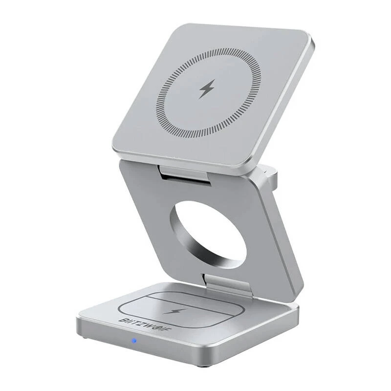 Belaidė įkrovimo stotelė BlitzWolf BW-IW30 3 viename greitojo įkrovimo stotelė iPhone ir Samsung, belaidis 3 įrenginių įkrovimas