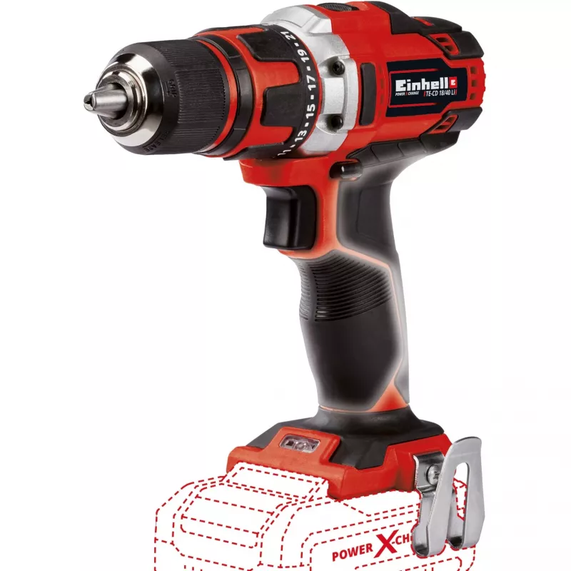 Einhell TE-CD 18/40 Li-Solo 1500 RPM Belaidis gręžtuvas-suktuvas, 1.1 kg, juodas/raudonas