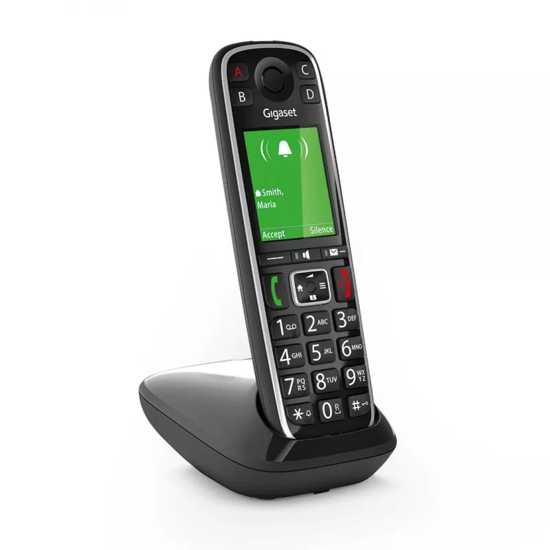 Gigaset E720 Analoginis/DECT telefonas su skambučio numerio atpažinimu, juodas