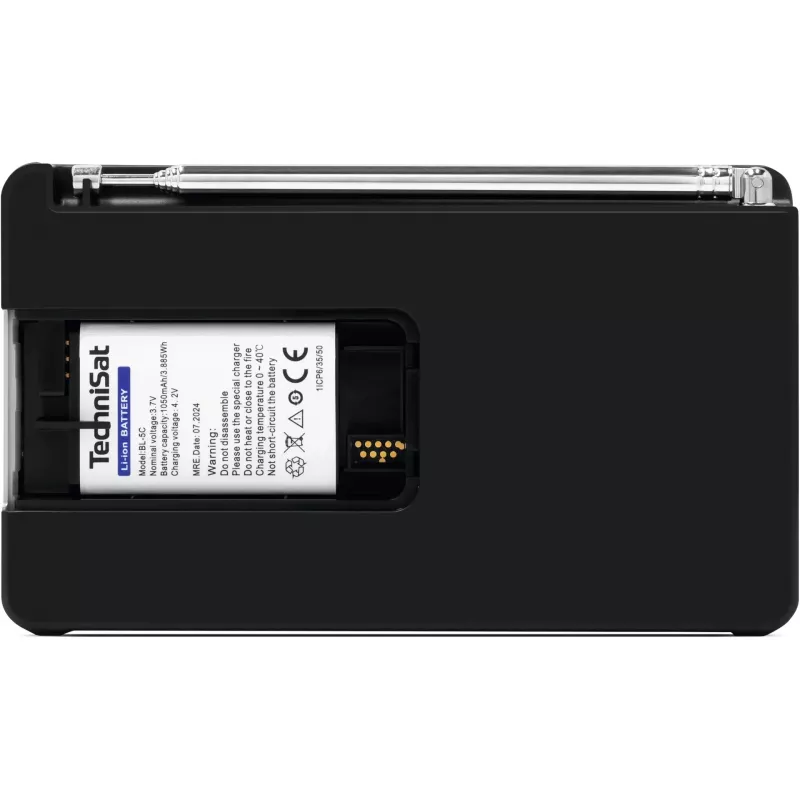 Nešiojamas radijo imtuvas TECHNISAT DIGITRADIO 1 A – DAB+/FM, OLED ekranas, USB-C, 3,5 mm ausinės, 1 W, juodas/sidabrinis