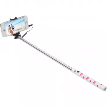 Ultron Selfie Hot Shot White – 15–45 cm Selfie lazdelė su užrakto mygtuku rankenoje, skirta išmaniesiems telefonams, pvz., Samsung Galaxy, iPhone ir kt. (173950)