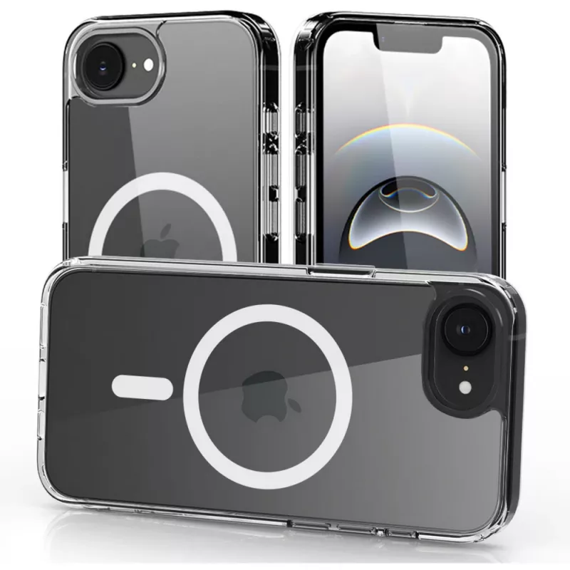 Nevox StyleShell SHOCKFlex dėklas, skirtas iPhone 16e/17e, suderinamas su MagSafe, permatomas
