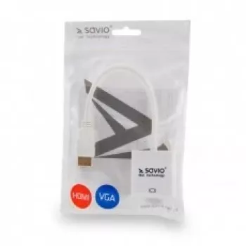 Adapteris HDMI (A) lizdas – VGA (D-Sub) kištukas SAVIO CL-201, baltas, 0,1 m, iki 1920×1200