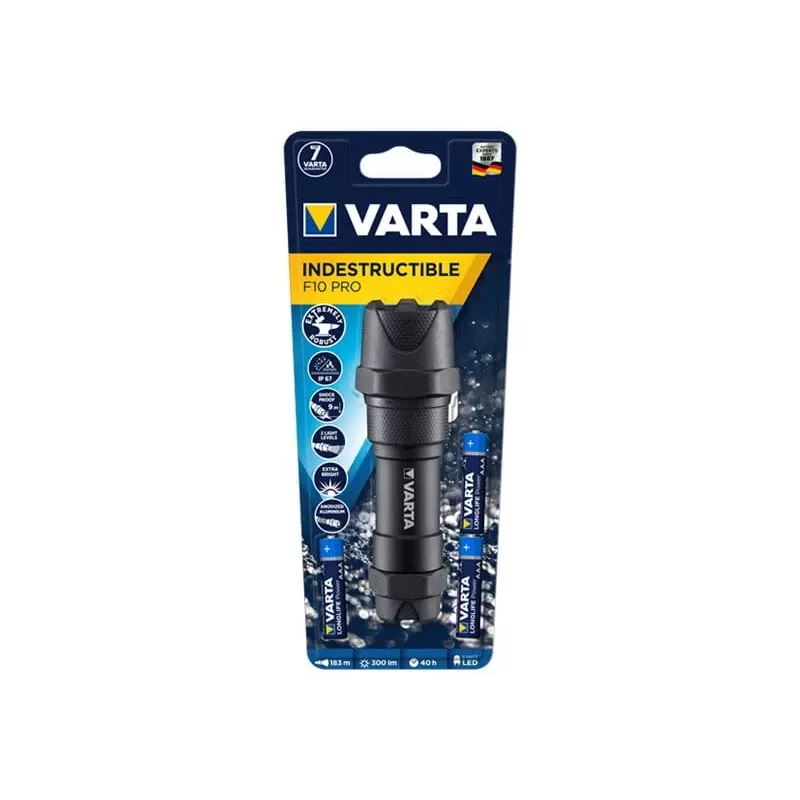 Rankinis žibintuvėlis Varta INDESTRUCTIBLE F10 PRO juodas 6W 300lm IP67