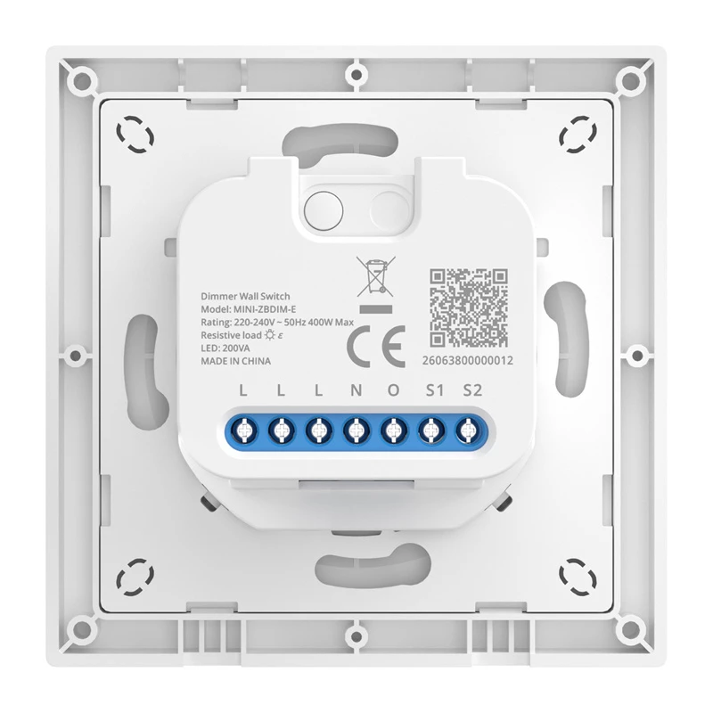 Sieninis išmanusis jungiklis/reguliatorius Sonoff MINI-ZBDIM-E ZigBee – kompaktiškas reguliatorius ir įjungimo/išjungimo modulis montavimui į sieną