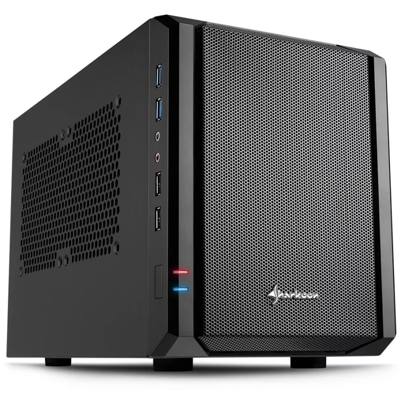 Sharkoon QB One juodas - Mini ITX korpusas, Mini-ITX, 3,5 inch/2,5 inch diskams, USB 3.0