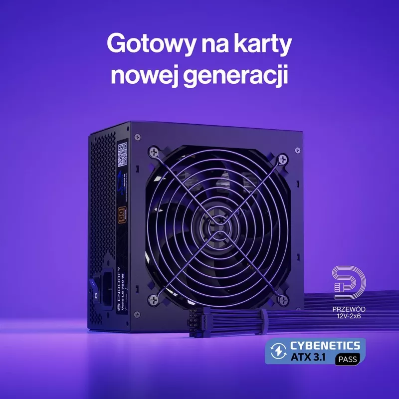 Maitinimo blokas ENDORFY Vero L6 750 W, 24 kontaktų ATX, 80 PLUS Bronze, 120 mm ventiliatorius, Juodas