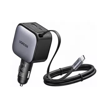 Automobilinis kroviklis UGREEN Nexode EC603 90W 3-in-1 su 1x USB-C, 1x USB-A ir 70 cm ištraukiamu USB-C laidu, QC 3.0 PD 3.0