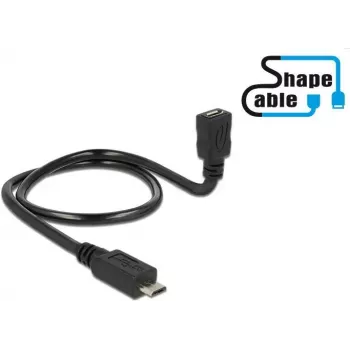USB laidas DeLOCK 83925 USB 2.0 0,5 m Micro-USB B USB C juodas