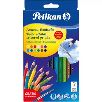 Spalvoti pieštukai Pelikan 700672 12 vnt. – juoda, mėlyna, ruda, žalia, šviesiai mėlyna, šviesiai žalia, oranžinė, persikinė, rožinė, raudona, violetinė, geltona