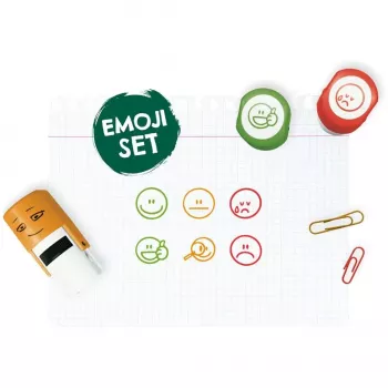 COLOP NIO Emoji rinkinys 6 apvalių antspaudų vaikams, 17 mm, įvairiaspalvis