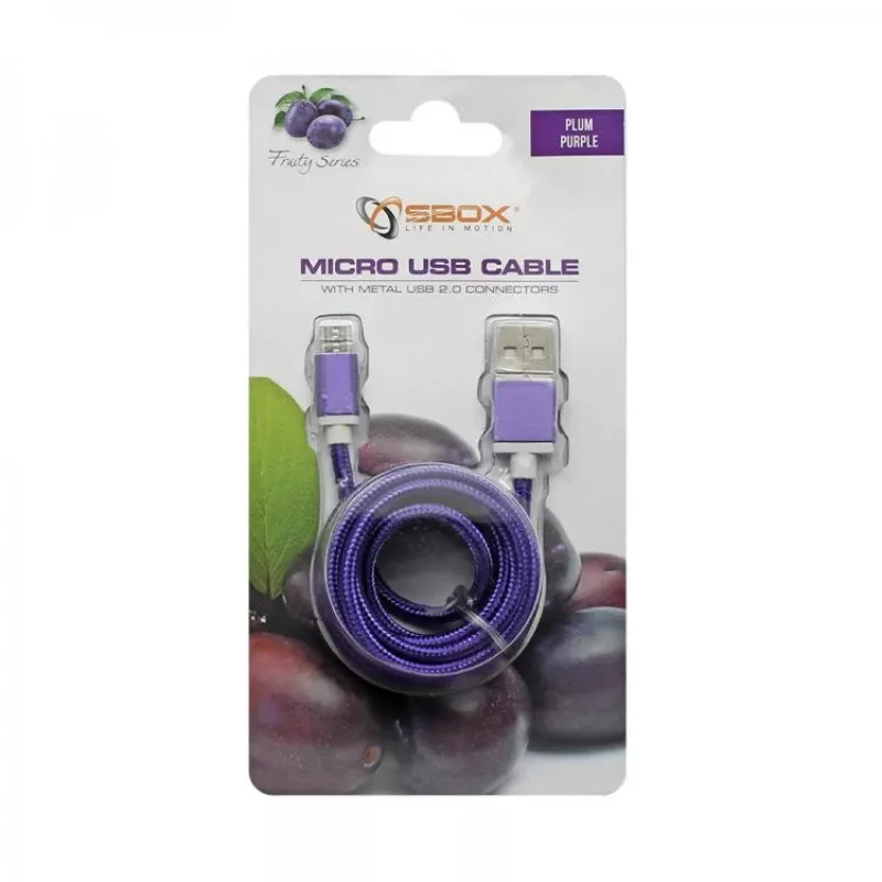Sbox USB->Micro USB M/M 1m USB-10315 slyvinė violetinė