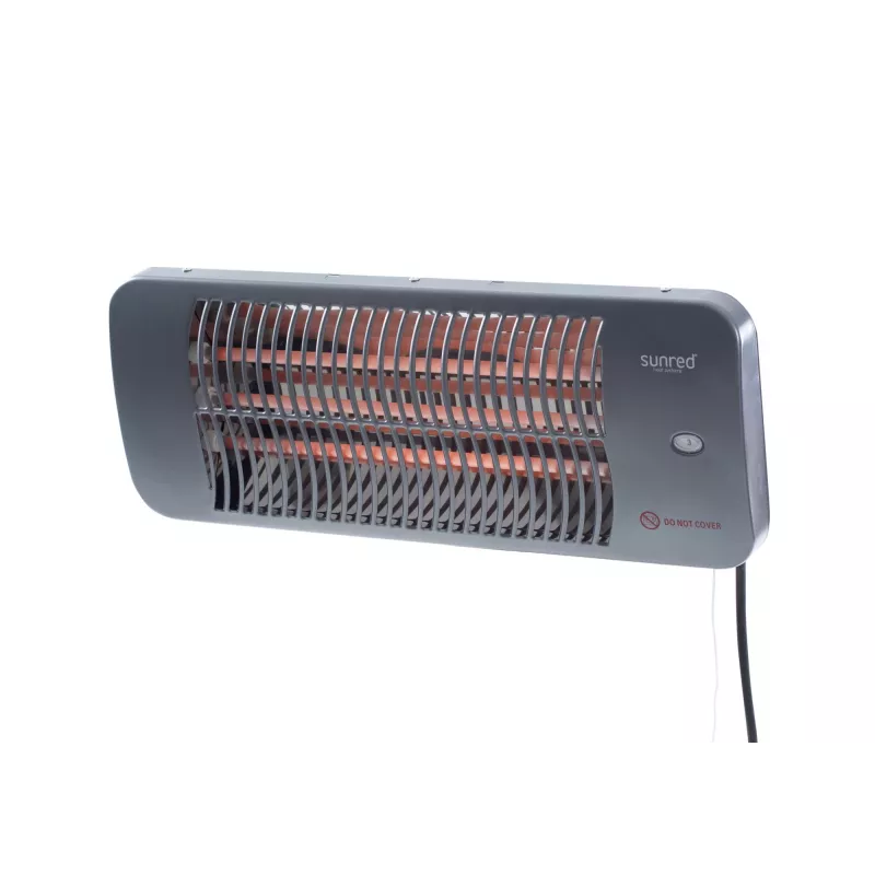 Kvarcinis elektrinis šildytuvas SUNRED LUG-2000W — 2000 W, kvarcinis stiklas, lauko montavimui, sieninis, IP24, juodas