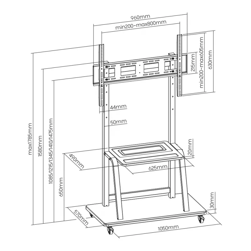Sieninis laikiklis SBOX FS-1035 ekranams 37–100 kg, plokštė 800×600 mm
