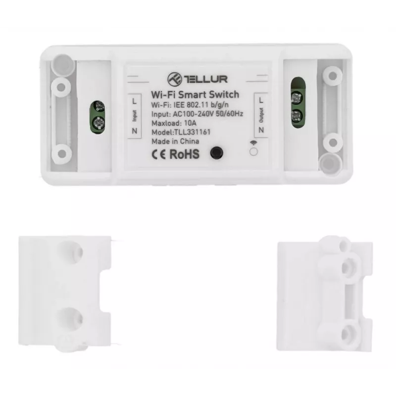 Inlinis WiFi jungiklis Tellur TLL331161 2200W – išmanus relė lempoms ir prietaisams