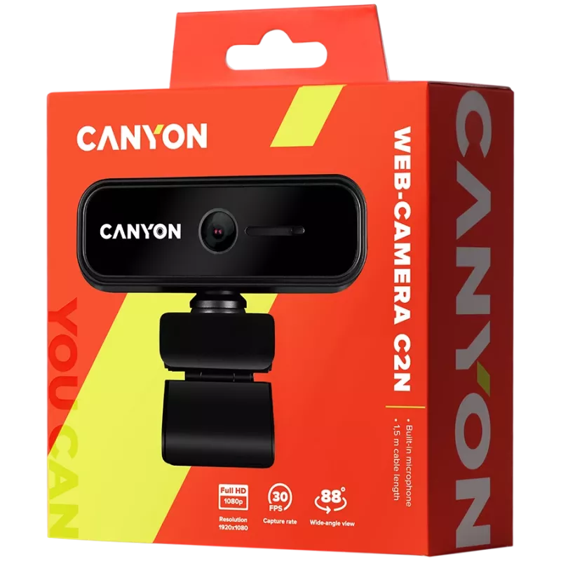 Canyon C2N 1080P Full HD 2.0Mp fiksuoto fokusavimo internetinė kamera USB 2.0