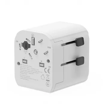 Universalus kelioninis adapteris GEMBIRD TPA-EU2A12-01-W 12W USB maitinimo adapteris tarptautiniams kištukams