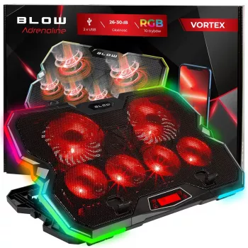 6 ventiliatorių VORTEX RGB nešiojamojo kompiuterio aušinimo padėklas