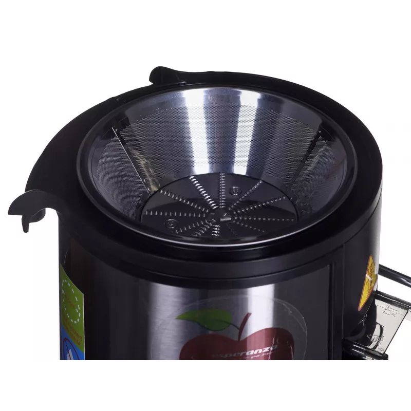 Sulčiaspaudė ESPERANZA EKJ002 — 500 W, 0,45 l talpa sultims, 1,5 l minkštimo talpykla, nerūdijantis plienas/juoda
