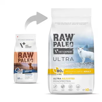 RAW PALEO Ultra Medium&Large Adult Turkey sausas šunų ėdalas - 10 kg