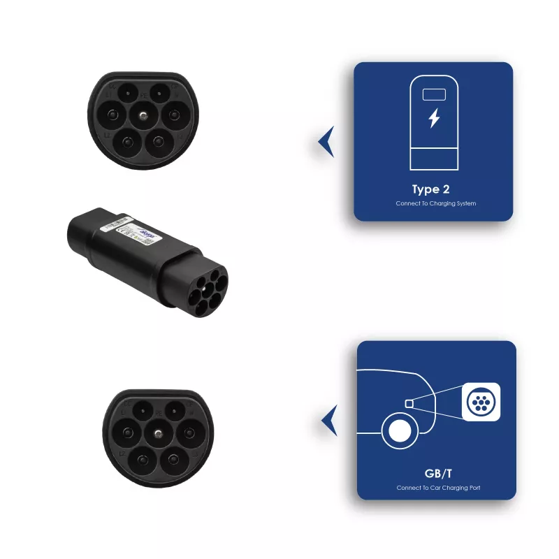 Akyga AK-SC-E21 elektromobilių įkrovimo adapteris Type 2 į GB/T, 3 fazių, 32 A