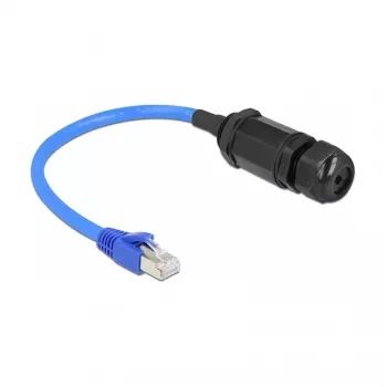 DELOCK Cat6 SF/UTP (S-FTP) tinklo kabelis 0,25 m — RJ-45 į RJ-45, juoda/mėlyna