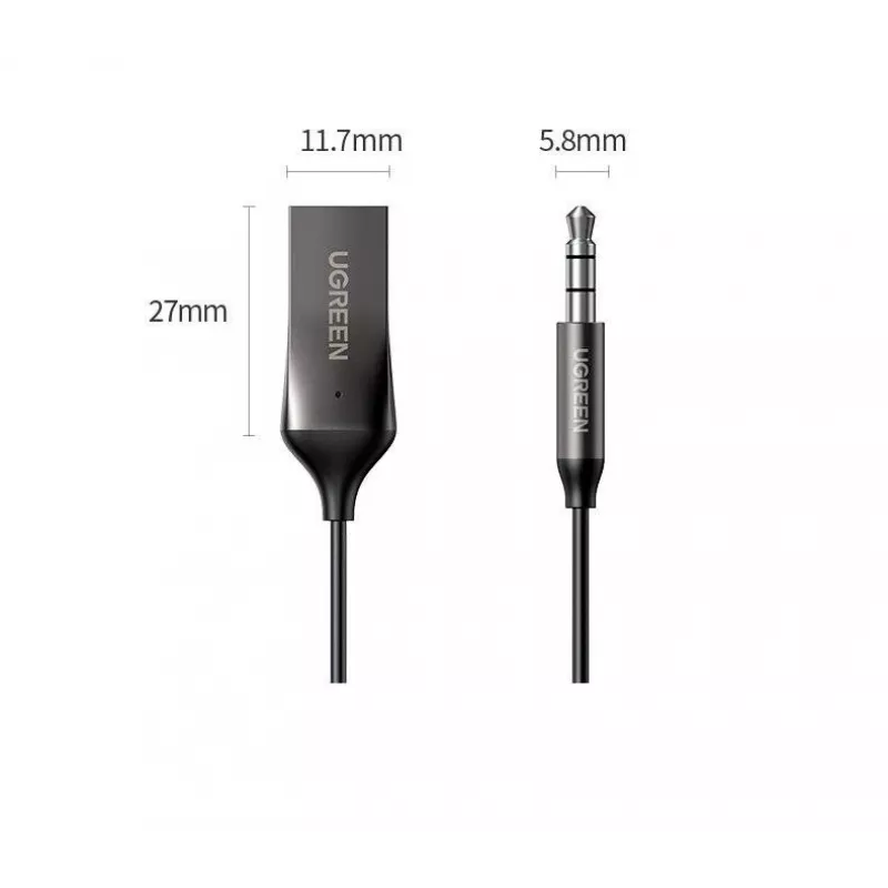 Garso imtuvas UGREEN CM309 Bluetooth 5.0 USB su 3,5 mm AUX lizdu, juodas, 20–20000 Hz