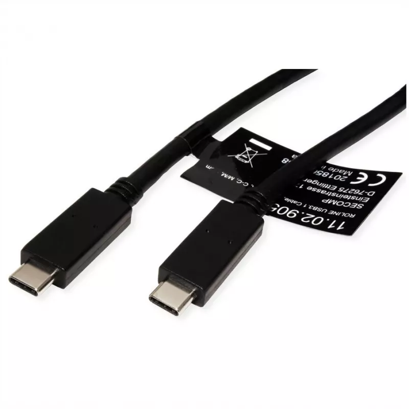 USB kabelis ROLINE 11.02.9056 0,5 m USB 3.2 Gen 2 10 Gbit/s USB C juodas