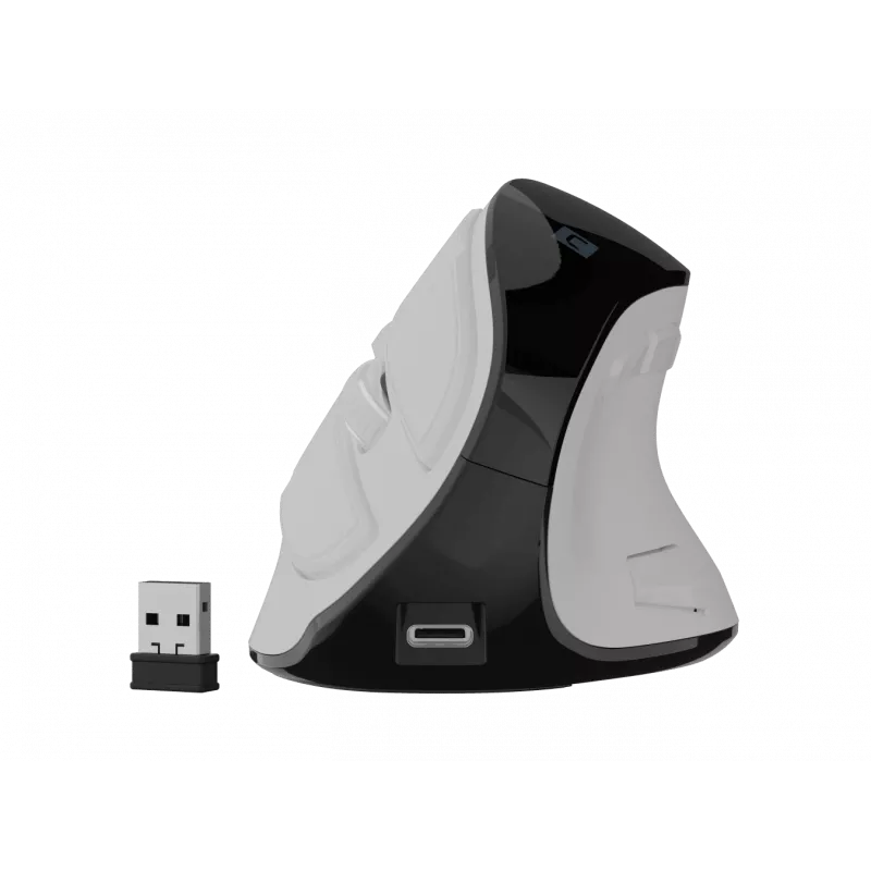 Belaidė vertikali pelė NATEC Euphonie Pro Bluetooth 5.0, 4000 DPI, programuojama, tyli, balta
