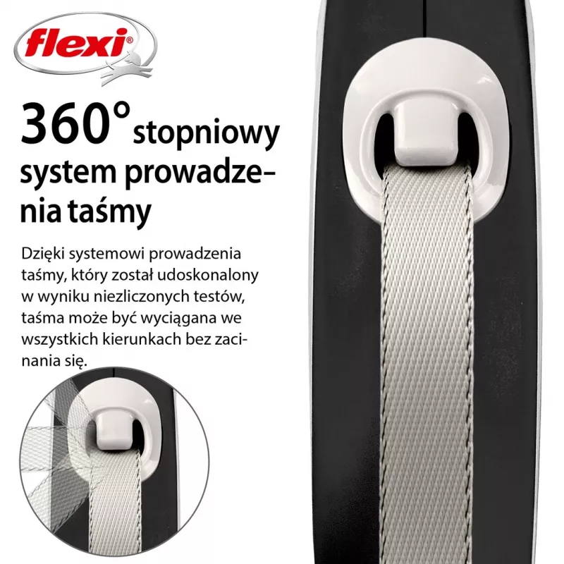 Flexi New COMFORT 8 m Juoda, Pilka Šunų Ištraukiamas Pavadėlis