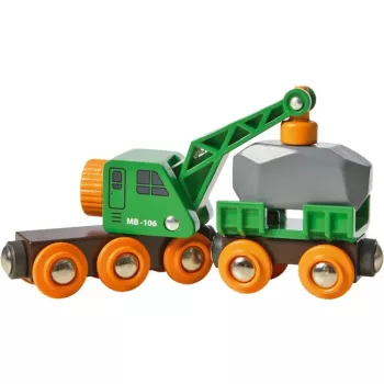 BRIO Clever Crane Wagon Lift and Load juodai žalias