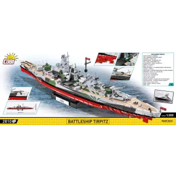 Laivo modelis Tirpitz COBI COBI-4839 Konstruktorius 1:300 Ilgis 870 mm Aukštis 215 mm