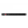 Maitinimo paskirstymo blokas LANBERG PDU-10I-0200-IEC-BK — 10× C13 lizdai, 2 m kabelis, 10 A, 2500 W, juodas