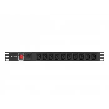 Maitinimo paskirstymo blokas LANBERG PDU-10I-0200-IEC-BK — 10× C13 lizdai, 2 m kabelis, 10 A, 2500 W, juodas