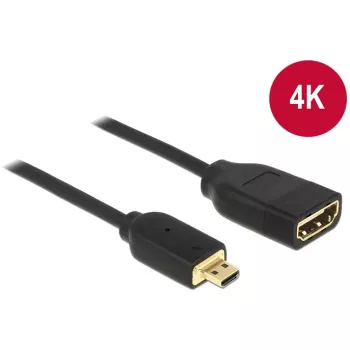 DELOCK Laidas HDMI Micro D kištukas > HDMI A lizdas High Speed su Ethernet 3D 4K 20cm Premium Slim