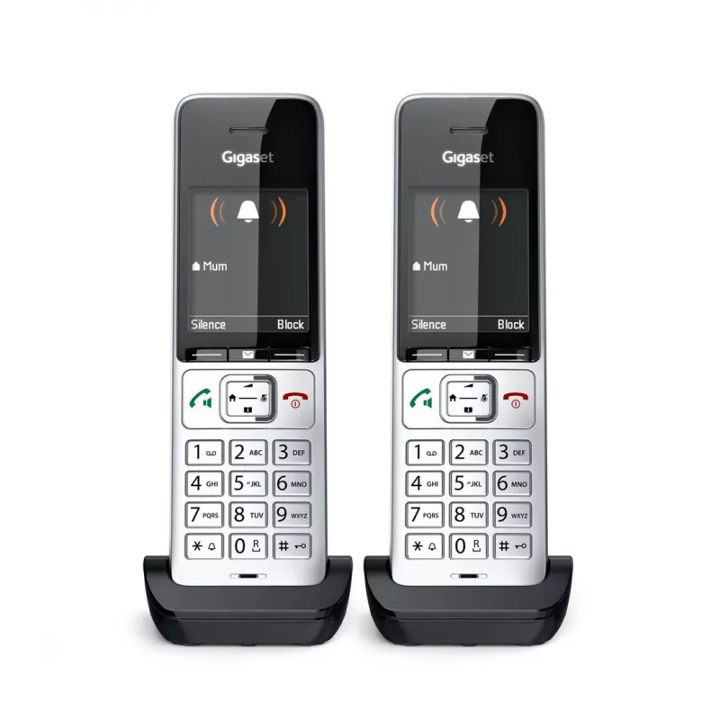 Gigaset COMFORT 500HX duo analoginis/DECT telefono aparatas su skambučio ID, juodas, sidabrinis