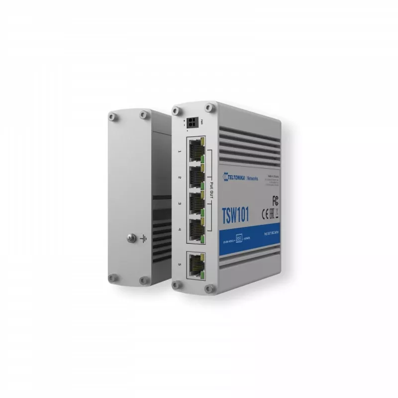 Teltonika TSW101 nevaldomas PoE jungiklis 5xGbE 4xPoE+