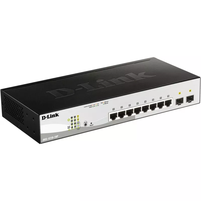 D-Link DGS-1210-10P valdomas L2 gigabito Ethernet (10/100/1000) Power over Ethernet (PoE) 1U juodas