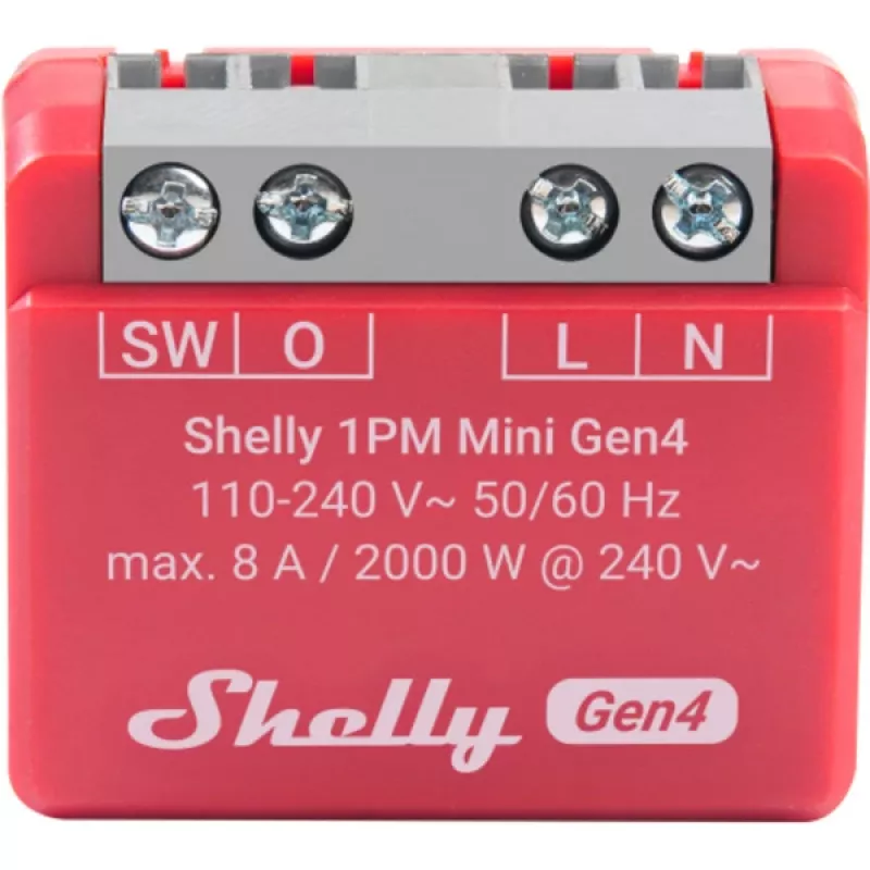 Shelly 1PM Mini Gen4 2 rinkinys – belaidė Wi-Fi relė su energijos matavimu, kompaktiškas modulis