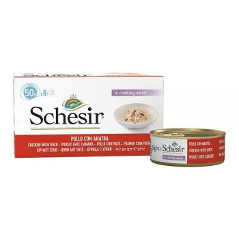 SCHESIR Vištienos filė su antiena sultinyje – šlapias ėdalas katėms – 6x50g