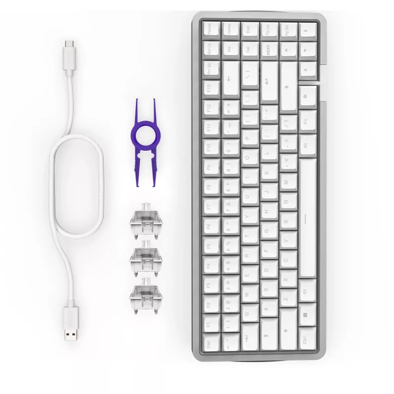 Klaviatūra žaidimams NZXT KB-101NW-DE Function Elite MiniTKL, belaidė, magnetiniai jungikliai, balta