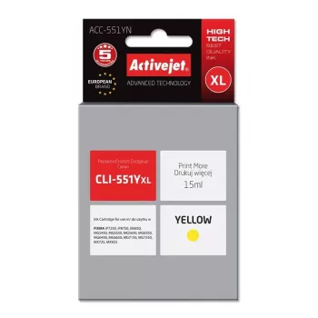 Kietojo rašalo kasetė ActiveJet ACC-551YN geltona, didelės talpos (XL) 15 ml, skirta Canon CLI-551Y