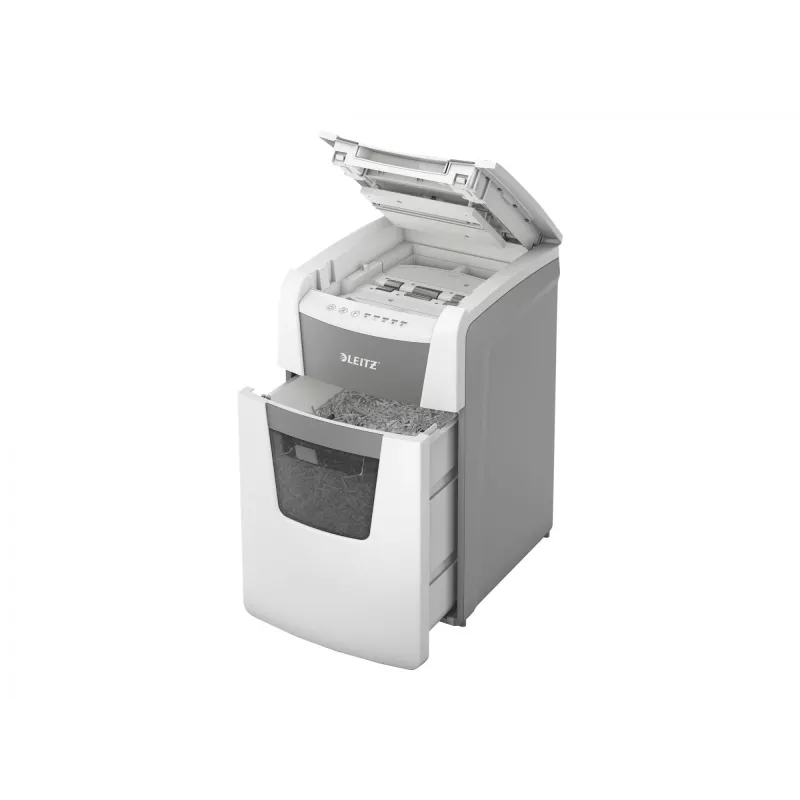 Leitz IQ Autofeed Office 150 automatinis popieriaus smulkintuvas P4, skersinis pjovimas, 22 cm, 4 x 30 mm, 44 l, 350 lapų, 55 dB
