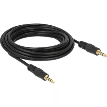 DeLOCK garso laidas 28 AWG, Mini-Phone 3,5 mm 4 kontaktų (M) - Mini-Phone 3,5 mm 4 kontaktų (M), 5,0 m, ekranuotas, juodas (83438)