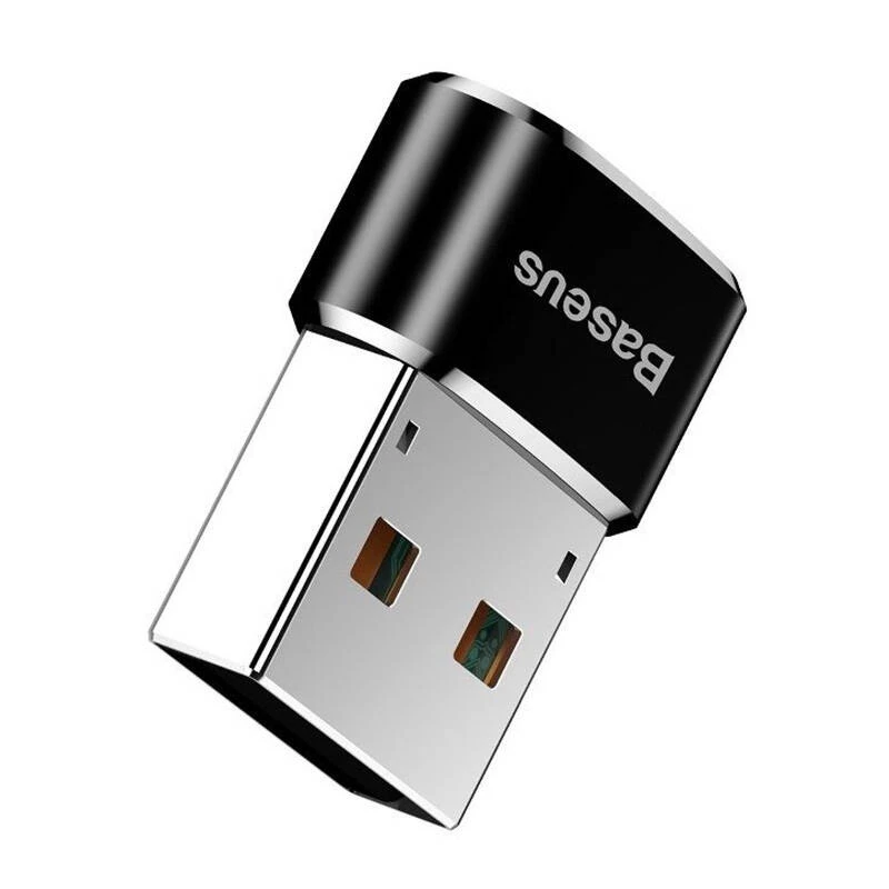 Adapteris Baseus USB (vyriškas) į Type-C (moterišką), juodas