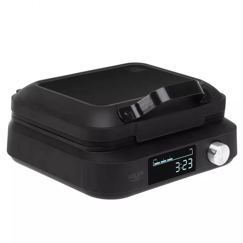 Vafelinė Adler AD 3087 – elektrinė belginių vaflių keptuvė, 2200 W, 2 stačiakampės plokštės 9×17 cm, juoda