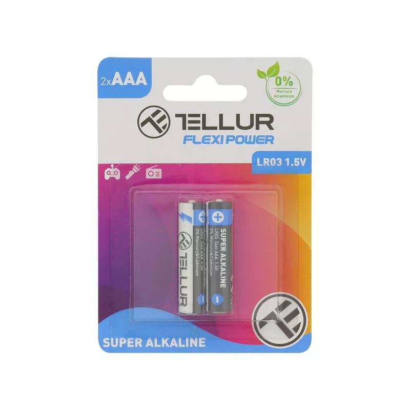 Baterijos Tellur Flexi Power AAA LR03 1,5V, 2 vnt. pakuotė